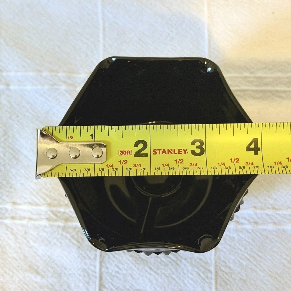Vintage Indiana Glass Tiara Cameo Black Diamond Point Ruffle Top Candle Holder